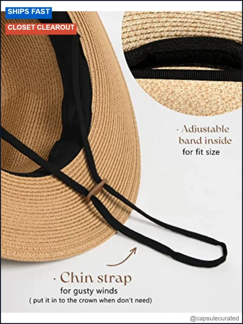 Wide Brim Straw Panama Hat Fedora Summer Beach Sun Hat UPF Protection